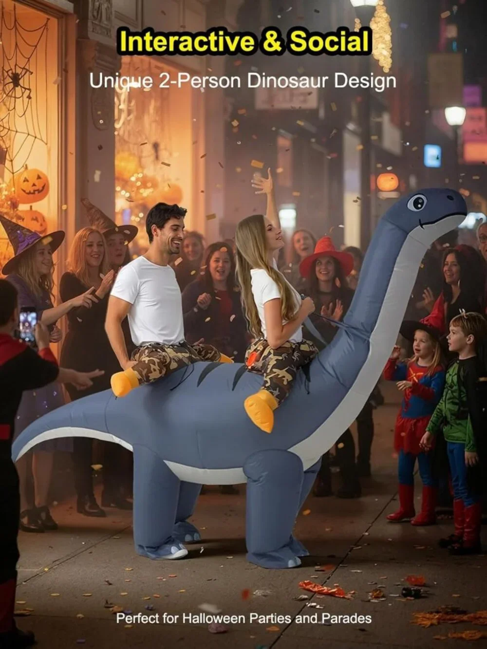 Funny Inflatable Dinosaur Costume for 2 Adults - Conjoined Diplodocus for